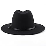 ericotry Klassischer Fedora-Hut mit Gürtelschnalle, breiter Krempe, Kirchenhut, Derby-Kappe, Jazz-Mütze, Trilby-Kappen für Männer und Frauen, Hochzeit, Party, Talent, Show