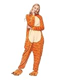 Joy Start Erwachsene Onesie Tier Pyjamas Unisex Karneval Halloween Cosplay Kostüm Nachtwäsche (Tigger, Medium)