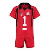 Jilijia Haikyuu Nekoma High Volleyball Trikot Oikawa Tooru/Kuroo Tetsurou/Kozume Kenma Kurzarm T-Shirt + Shorts Anime Game Suitset, Nekoma High No.1, S