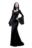 JEGERMIG Schwarzes Kleid, bodenlang, eng anliegend, Halloween, Gothic, Rollenspiel-Kostüm, Schwarz, S