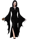 Damen Fledermaus Ärmel Kleid - Sexy Gothic Karneval Mittelalter Vampir Kostüme Erwachsene Wednesday Hexen Cosplay Addams Kleidung Fledermaus Steampunk Rave Festival Party Dress(Black,S,11504w)