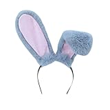 Karneval Hase Ohren Haarband für Damen, Hasen Ohr Haarreif für Ostern, Süßes Flausches Kopfband mit Langen Ohren, Party Weiches Haarreif,Plüsch Cosplay Kostüm Zubehör (Grey, One Size)