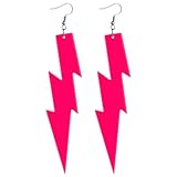 Neon Ohrringe Damen Acryl Beleuchtete Tropfenohrringe Bunte 80er Jahre Ohrhänger Halloween Vintage Ohrringe Schmuck 80er 90er Kostüm Party Zubehör Mädchen Earrings (Leuchtend Rosa)