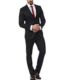 keskin collection Slim Fit Anzug Nachtschwarz Modisch Schwarz (56, Schwarz)
