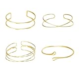 Goiern 4 Stück Armband Schmuck für Frauen Gold Armband Oberarm Minimalistisches Armband Armreif Einstellbare Armspange Coil Armband Set Schmuck