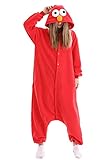 Relaxo Kostüm Cookie Monster Onesie Elmo Einteiler Jumpsuit Sesamstraße Relax Kostuem Pyjama Fasching Halloween Schlafanzug Cosplay Erwachsene Karneval Red L