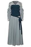 Waslary Galadriel Cosplay Kostüm Damen Viktorianisches Kleid Elfenkönigin Kostüm Blau Langes Kleid Halloween Anzug
