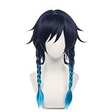 Anime Cosplay Perücke, Genshin Impact Perücke, mit zwei Perückenkappen, für Halloween, Party & etc. (Venti Cosplay)