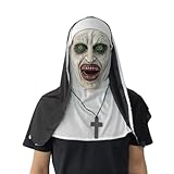thematys THE NUN Maske – Gruselige Nonne Vollkopfmaske aus Latex, Perfekt für Halloween, Horror-Events und Kostümpartys, Hochwertig, Unisex, Detailgetreu