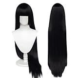 wxypreey Schwarz Lange Glatthaar Perücke für Anime Cosplay Perücke Halloween Kostüm Perücke