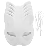 MAGICLULU 5 Stück Weiße Katzenmaske Kunstmasken DIY Leere Halloween- Papiermaske Einfache Masken zum Dekorieren von Malerei Maskerade Cosplay Party
