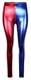 Unbranded Damen Metall Wet-Look Hot Pants Folie Shorts Jacke Glänzend Halloween Party Rot und Blau Disco Shorts (S/M (EU 36-38), Leggings)