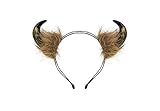 shoperama Haarreifen mit Hörnern und Kunstfell Wikinger Dämon Faun Widder Cosplay Fantasy Kostüm-Zubehör