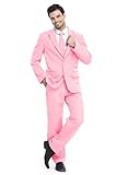 U LOOK UGLY TODAY Herren Anzug Party Weihnachts Kostüm Modisch Normaler Schnitt Festliche Anzüge Party Suits Einfarbig Hellrosa L