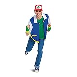 Disguise Unisex-Erwachsene Ash Ketchum Kostüm, offizielles Aschenkostüm, Pokemon-Outfit mit Jacke und Hut, wie abgebildet, S
