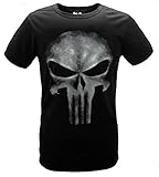 Fuman T Shirt Skull Frank Castle Cosplay Schwarz Kurzarm Verkleidung