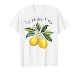 La Dolce Vita Zitrone Italienischer Sommer Limoncello Amalfi Coast T-Shirt für Damen und Herren, Weiß, Small, Sommerlich, Klassisch, V-Ausschnitt, Polyester 100%