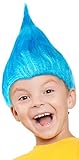 Troll Perücke für Kinder Mädchen & Jungen in pink, türkis und grün als Ergänzung für das Trolls Kostüm an Fasching und Karneval (Türkis)