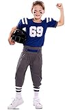 Generique - American Football-Kinderkostüm für Jungen Sportliche-Verkleidung blau-Weiss-grau - 140/152 (10-12 Jahre)