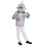 animacoser Roboter Kostüm Kinder Robot Kostüm Latzhose Karneval Fasching Schminke Kinder 5-14 Jahre