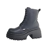 Buffalo BFL//BRAVR LACE UP Damenschuhe Schnürstiefel Schwarz Freizeit, Schuhgröße:37 EU