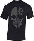 Biker T-Shirt Herren : Live Fast Die Young - Motorrad Geschenke für Männer Tshirt - Motorradfahrer T Shirt - Motorradbekleidung Zubehör (Schwarz M)