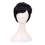 MapofBeauty 25cm/ 10 Zoll Kurze Lockige Damen Lockige Perücke (Braun Schwarz)