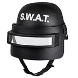 Boland 01408 - Kinderhelm SWAT Deluxe - Helm mit Visier, schwarz-weiß, Kinnriemen, hochklappbar, Karneval, Halloween, Mottoparty, Geburtstag, Fasching, Verkleidung