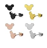 Kaguyo Mickey Mouse Stecker Ohrringe Set für Frauen - 4 Paare Chirurgischer Edelstahl Hypoallergene Kleine Minnie Mouse Stecker Ohrringe für Männer, Jungen, Mädchen - Nickel-freies Geburtstagsgeschenk