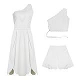 AYYOHON Wilma-Kostüm für Damen, Einheitsgröße, Weiß, für Erwachsene, Halloween, Höhlenfrau, Cosplay-Kleid, Größe M