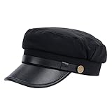 Bamboopack Schwarzer Chauffeur-Hut, Retro, flache Kappe, Premium-Fußmann, Newsboy, Fahrer, Kostüm, Hut für Männer und Frauen, Alltag, Reisen, Mottoparty