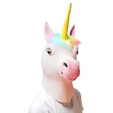 PartyHop Einhorn Maske Tier Latex Vollkopf Realistische Masken Für Halloween Karneval Kostüm Party Parade