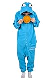 LorranTree Cookie Monster Onesie Jumpsuit Relaxo Kostüm Pyjama Damen Herren Tier Erwachsene Schlafanzug Weihnachten Karneval Halloween SY-ZMJ L