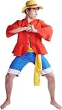 CoolChange Monkey D. Ruffy Cosplay Kostüm nach 2-jähriger Trennung mit Hemd, Hose und Hut | Größe: M