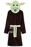 Mandalorian Baby Yoda Bademantel Mit Kapuze, Kuschlig Morgenmantel für Herren, Star Wars Mandalorian - The Child Geschenke für Männer und Jungendliche (L, Braun)