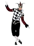 Smiffys Kostüm Venezianischer Gothic-Harlekin, mit Oberteil, Hose und Kragen