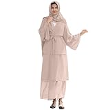Mexikanerin Kostüm Damen - Afghanische kleidung - Damen Abaya Islamische Roben Mit Voller Länge Hijab Türkisch Muslimische Lang Kleider Set Jilbab Burka, Naher Osten Dubai Kaftan Kleid Aprikose XL