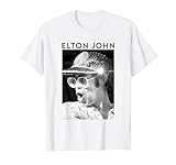 Elton John Offizielle Pailletten-Kappe, Schwarz / Weiß T-Shirt