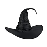KINBOM Halloween Hexenhut, 45x45cm Gerüschter Hexenhut Damen Kostüm & Cosplay Zauberer Hut Kind Dekoration für Halloween Party (Schwarz)