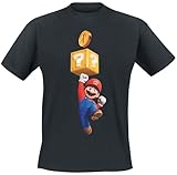 Super Mario Kurzarm-T-Shirt Mario Coin Schwarz Unisex