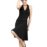 JRUIA Ballsaal Für Frauen Tanzübungskleider Latein Trainingskleidung Ärmellose Walzer Tango Performance Kostüme Salsa Cha Cha Tanz Outfit,Schwarz,M