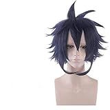LINLINCD-Wig Anime Cosplay Amajiki Tamaki Cosplay Wig My Hero Academia Boku No Hiro Akademia Cosplay Wigs Amajiki Dark Blue Short Synthetic Hair+Wig Cap Amajiki Wig