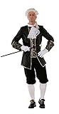 shoperama Marquis Herren Barock Rokoko Kostüm Taft Anzug Graf Adliger französisch Renaissance de Sade Karneval, Farbe:Schwarz, Größe:50