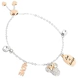 Disney Minnie Mouse Armband Mädchen mit Anhängern, Schmuck Armbänder Set - Geschenke für Mädchen (Silber Minnie Armband)