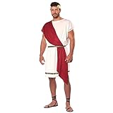 Herren Römischer Kaiser Caesar Kostüm Toga One Shouder Tunika Top mit Gladiator Rock Götter und Helden des Antiken Griechenlands Erwachsenenkostüm