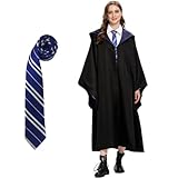 Kostüme Für Erwachsene, Kostüm Kinder,Schuluniform,Zauberer Cosplay Kostüm, Magische Party Karneval Verkleidung Fasching Halloween Kostüm,(Magisches Gewand + Krawatte) (Blau, L)