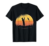 Lustiges Angler und Fischer Design Herren Angler Sonnenuntergang Fischer Angel T-Shirt Schwarz S Crew Neck Kurzarm Casual Sporty Fishing T-Shirt