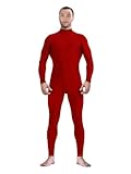 Aniler Herren und Damen Spandex Kopflos und ohne Handschuhe Socken Zentai Kostüm Bodysuit Stretchy Cosplay Unitard Body Suit (Medium, Rot)