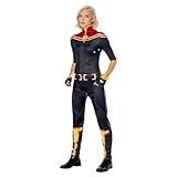 Rubies Marvel Captain Kostüm für Damen, Jumpsuit und 2 Stulpen, offizielles Marvel-Kostüm für Karneval, Weihnachten, Geburtstag, Partys und Halloween, L (44-46 EU)