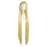 MapofBeauty 40 Zoll/100cm Lange Gerade Cosplay Kostüm Fashion Party Perücke (Blond)